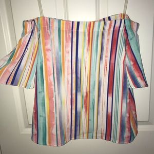 Multicolored off the shoulder top
